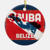 Belize Scuba Diver - Blue Retro Keramik Ornament (Vorne)