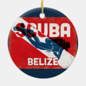 Belize Scuba Diver - Blue Retro Keramik Ornament (Hinten)