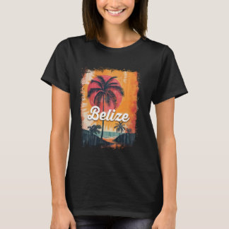 Belize Scuba Diving Beach Travel Vintag Sunset Pa T-Shirt
