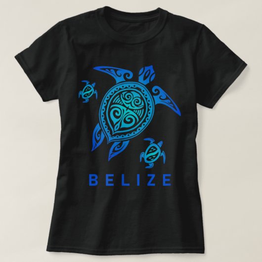 Belize Sea Blue Tribal Turtle T-Shirt (Design vorne)