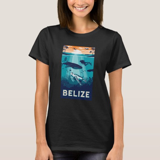Belize Snorkeling Whale Shark Sea Turtle Caribbean T-Shirt (Vorderseite)