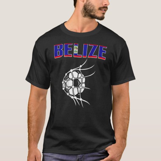 Belize Soccer Ball im Netz Unterstützung Belizean  T-Shirt (Vorderseite)