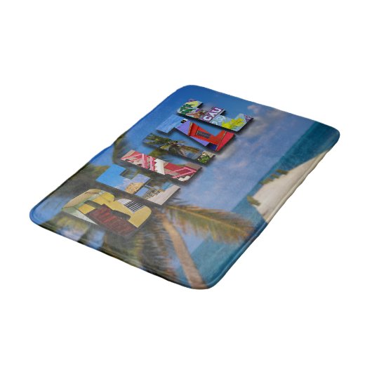 Belize Tropical Beach Blue Ocean Travel Foto Badematte (Schrägansicht)