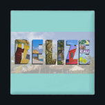 Belize Tropical Beach Blue Ocean Travel Fotos Magnet<br><div class="desc">Zeigen Sie allen Ihre Liebe für das Land Belize mit diesem lustigen Magneten mit Aussichten auf die Ruinen von Ambergris Caye,  Caye Caulker und Maya. Eine wunderschöne Farbkollage wird über eine tropische Badeortszene aufgezwungen. Sie können die Hintergrundfarbe des Magneten nach Ihren Vorlieben ändern.</div>