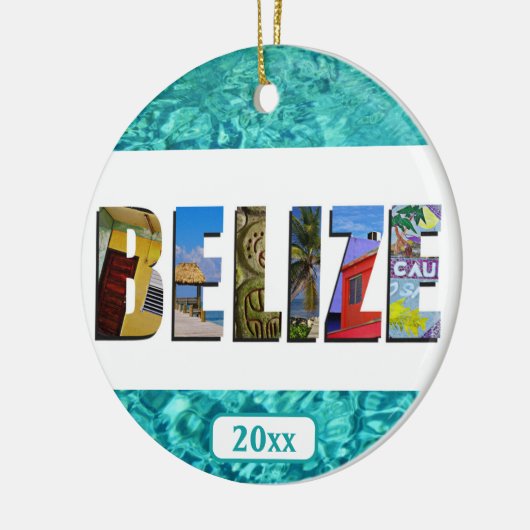 Belize Tropical Beach Blue Ocean Weihnachten Keramik Ornament (Links)