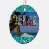 Belize Tropical Beach Blue Ocean Weihnachten Keramik Ornament (Rechts)