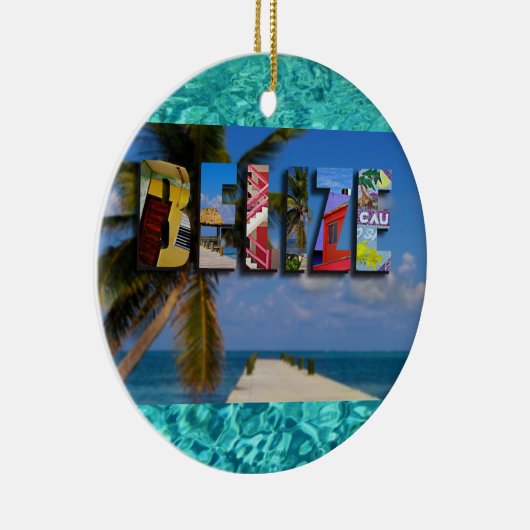 Belize Tropical Beach Blue Ocean Weihnachten Keramik Ornament (Rechts)