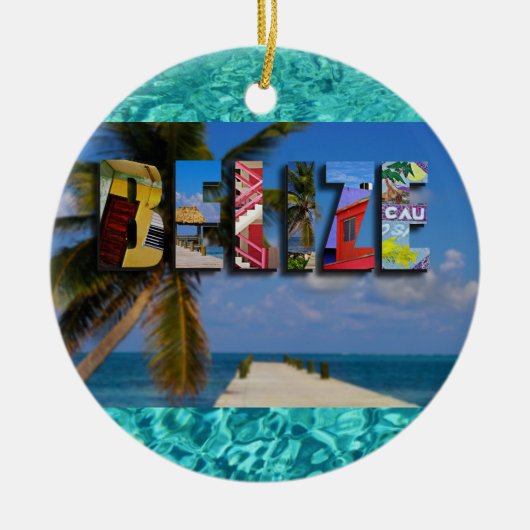 Belize Tropical Beach Blue Ocean Weihnachten Keramik Ornament (Vorne)