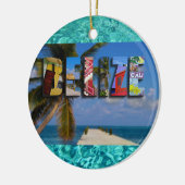 Belize Tropical Beach Blue Ocean Weihnachten Keramik Ornament (Links)