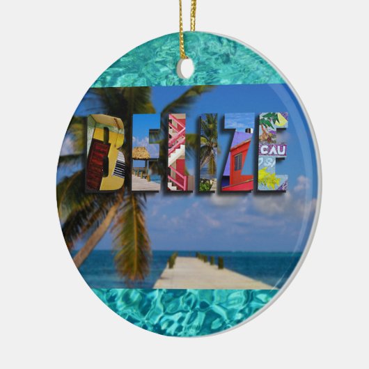 Belize Tropical Beach Blue Ocean Weihnachten Keramik Ornament (Links)