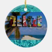 Belize Tropical Beach Blue Ocean Weihnachten Keramik Ornament (Hinten)