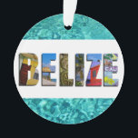 Belize Tropical Beach Blue Ocean Weihnachten Ornament<br><div class="desc">Mit diesem Weihnachtsschmuck mit Fotos von Ambergris Caye,  Caye Caulker und Maya-Ruinen,  die über einen tropisch blauen Meereshintergrund errichtet wurden,  können Sie Ihre Liebe für das Land Belize in dieser Urlaubssaison erleben.</div>