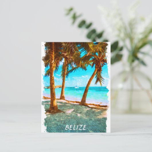 Belize Tropical Beach Postkarte (Stehend Vorderseite)