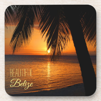 Belize Tropical Palm Tree Sunset Foto Getränkeuntersetzer