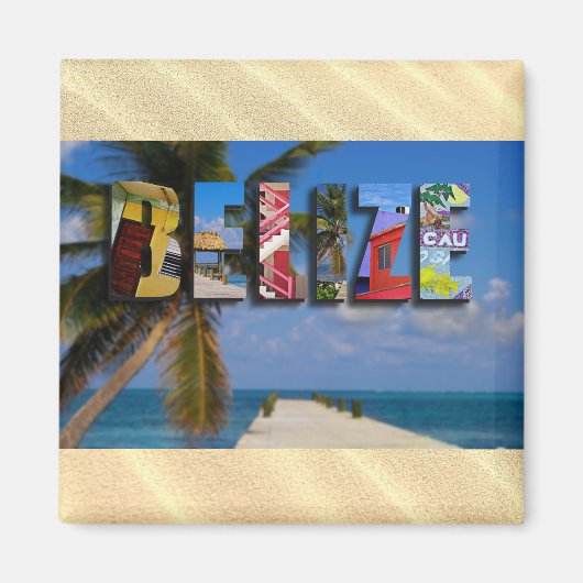 Belize Tropical Sand Beach Blue Ocean Travel Foto Magnet (Vorne)
