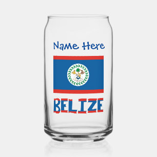 Belize und Belizean Flagge Blau Personalisierung Dosenglas