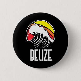 Belize Vintage 80er Retro Surfen Strand Wellen Gra Button
