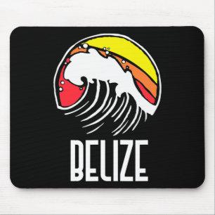 Belize Vintage 80er Retro Surfen Strand Wellen Gra Mousepad