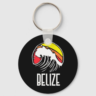 Belize Vintage 80er Retro Surfen Strand Wellen Gra Schlüsselanhänger