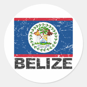 Belize-Vintage-Flagge Runder Aufkleber