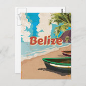 Belize Vintage Reiseplakat Postkarte (Vorne/Hinten)