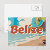 Belize Vintage Reiseplakat Postkarte (Vorne/Hinten)