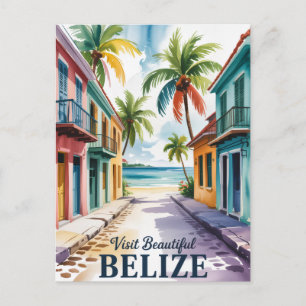 Belize Wasserfarben Reise Kunst Vintage Postkarte