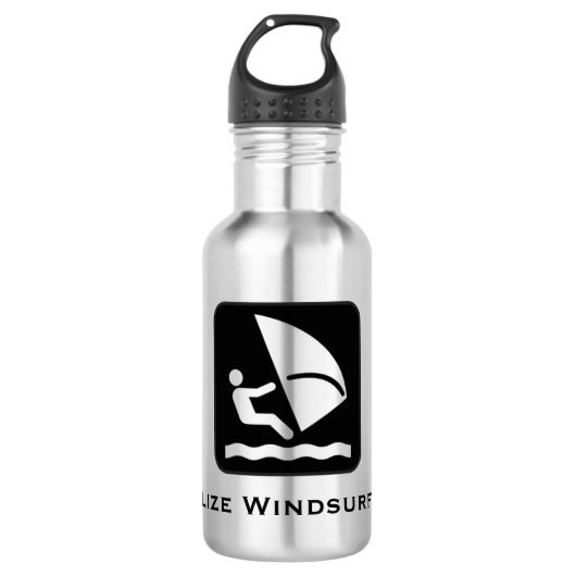 Belize Windsurfing (Ambergris, Caulker, Caye) Edelstahlflasche (Vorderseite)