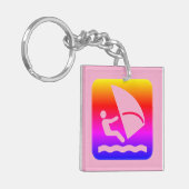 Belize Windsurfing (Caulker Caye) Regenbogen Schlüsselanhänger (Vorderseite links)