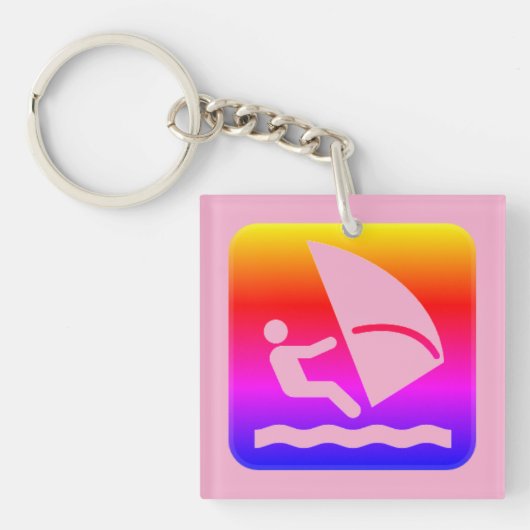 Belize Windsurfing (Caulker Caye) Regenbogen Schlüsselanhänger (Vorderseite)