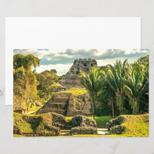 Belize Xunantunich stilisierte Papierblätter (Vorne/Hinten)
