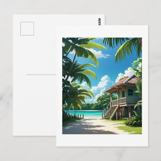 Belizean Bungalow Postkarte (Vorne/Hinten)