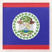 Belizische Flagge Glasuntersetzer (Vorderseite)