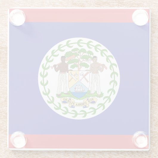 Belizische Flagge Glasuntersetzer (Rückseite)