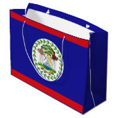 Belizische Flagge Große Geschenktüte (Rückseite Schrägansicht)