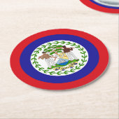 Belizische Flagge Runder Pappuntersetzer (Angewinkelt)