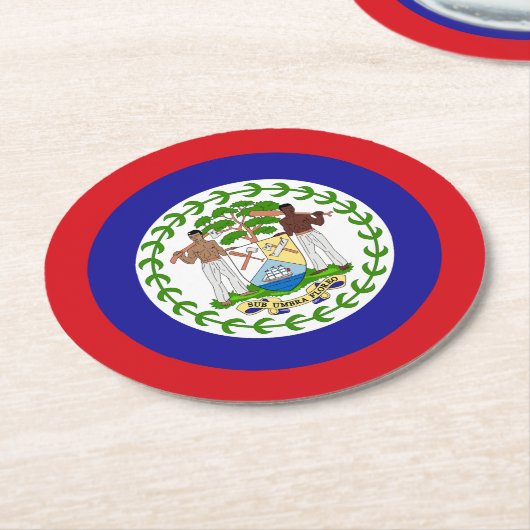 Belizische Flagge Runder Pappuntersetzer (Angewinkelt)