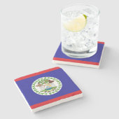 Belizische Flagge Steinuntersetzer (Seitenansicht)