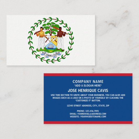 Belizische Flagge & Wappen, Flagge Belizes Visitenkarte (Vorne/Hinten)
