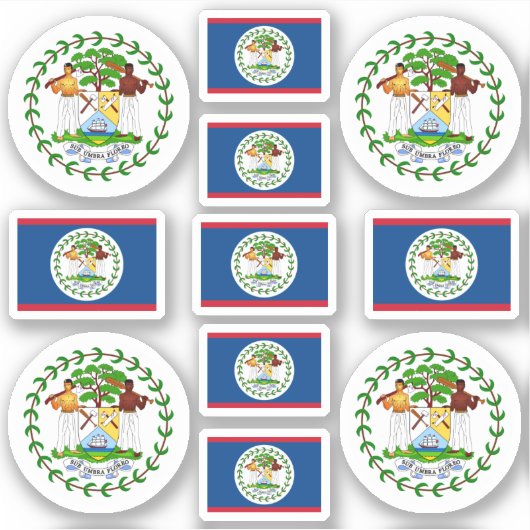 Belizische Staat-Symbole / Wappen und Fahne Aufkleber (Vorderseite)