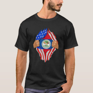 Belizisches Blut im Innern von Belize Flaggengesch T-Shirt
