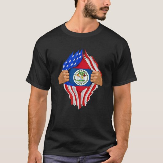 Belizisches Blut im Innern von Belize Flaggengesch T-Shirt (Vorderseite)