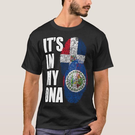Belizisches und dominikanisches Mix-DNA-Flag-Gesch T-Shirt (Vorderseite)