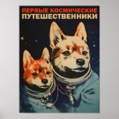 Belka and Strelka Poster Soviet Style Print Space  (Vorne)