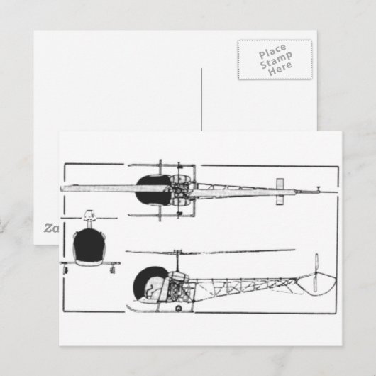 Bell 47 Hubschrauber Postkarte (Vorne/Hinten)