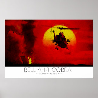 Bell AH-1 Cobra Attack Helicopter surreal Szene Poster