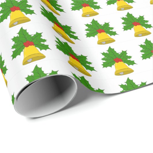 Bell and Holly Wrapping Paper Geschenkpapier (Rolleneckpunkt)