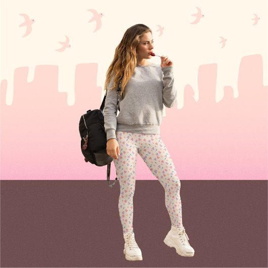 Bell-Blume auf beigem Hintergrund Muster Leggings