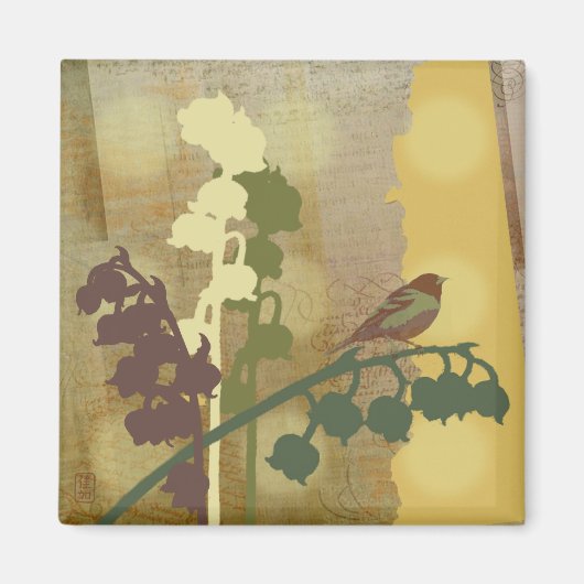 Bell Blume Bird Design Magnet (Vorne)