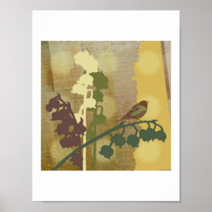 "Bell-Blumen-Vogel-" Druck Poster